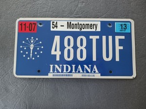 2013 Indiana License Plate 488TUF
