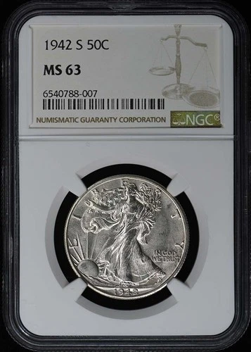 1942-S Walking Liberty Half Dollar 50C NGC MS63