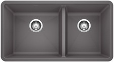 Blanco 441125 Precis 33" Undermount Double Basin SILGRANIT - Cinder