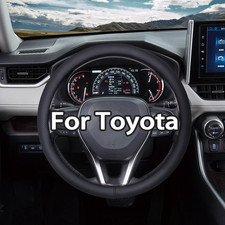 New 15 Steering Wheel Cover Black Leather For Toyota Corolla Rav4 Hilux Yaris
