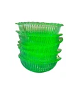 Set 6 Vintage Uranium Depression Glowing Green Glass Ribbed Berry Bowls Handles