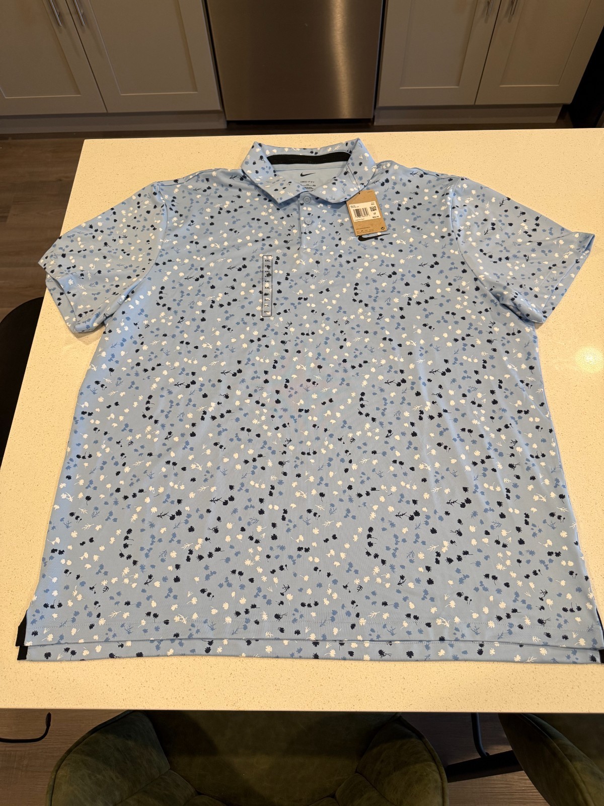 Polo Floral Light Blue Mens Xxl