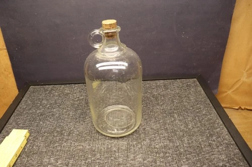 Vintage Hazel Atlas Cork Top Glass  1/2 Gal Gallon Jug Whiskey Wine Moonshine