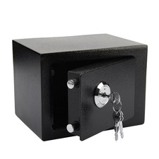 STEEL SAFE SECURITY SOLID FIREPROOF HOME OFFICE MONEY CASH VALUABLES BOX BLACK