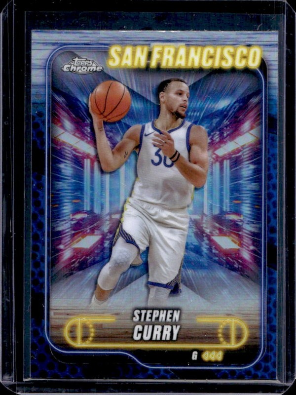 2024-25 Topps Chrome Stephen Curry Blue Basketball Refractor #187 Warriors