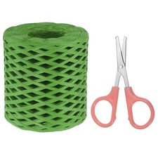 Raffia Ribbon, Natural Raffia String with Scissor, Green, 218 Yards