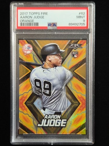 2017 Topps Fire Orange #62 Aaron Judge RC Rookie Yankees   PSA 9   Rare   27/299