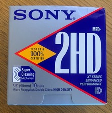 Sony MFD-2HD Formatted 3.5" Formatted Micro Floppydisks XT Series Box of 10