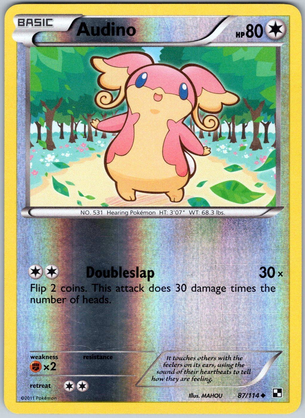 Audino 87/114 Uncommon Black & White Pokemon Reverse Holo NM