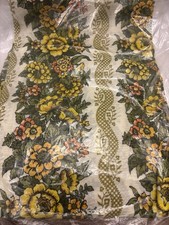 Vintage Panels Curtains Pleat Pair 60s 70s Mid-Century 63”x48” Floral Flowers