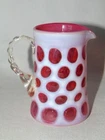 Vintage FENTON Opalescent COIN DOT Cranberry Blown Glass Pitcher