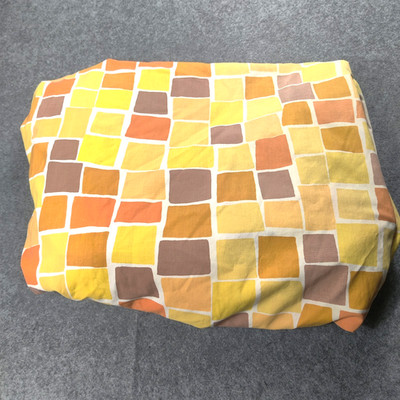 Vtg Sears 1972 Stained Glass Flat Fitted Sheet Percale Brown Retro Geometric
