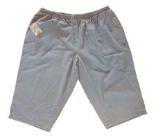 Women Within Capris 100 Cotton Elastic Waist Blue Jean Capri 28W Petite NWOT