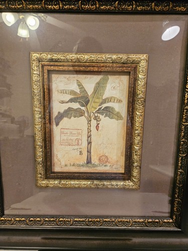 Chad Barrett Banana Palm Offset Lithograph Artwork Beautiful 21 X 23 wood framed - Picture 5 of 12