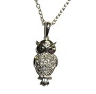 New 925 Sterling Silver .06ct diamond Owl pendant necklace 2.2g  18" . — photo 1