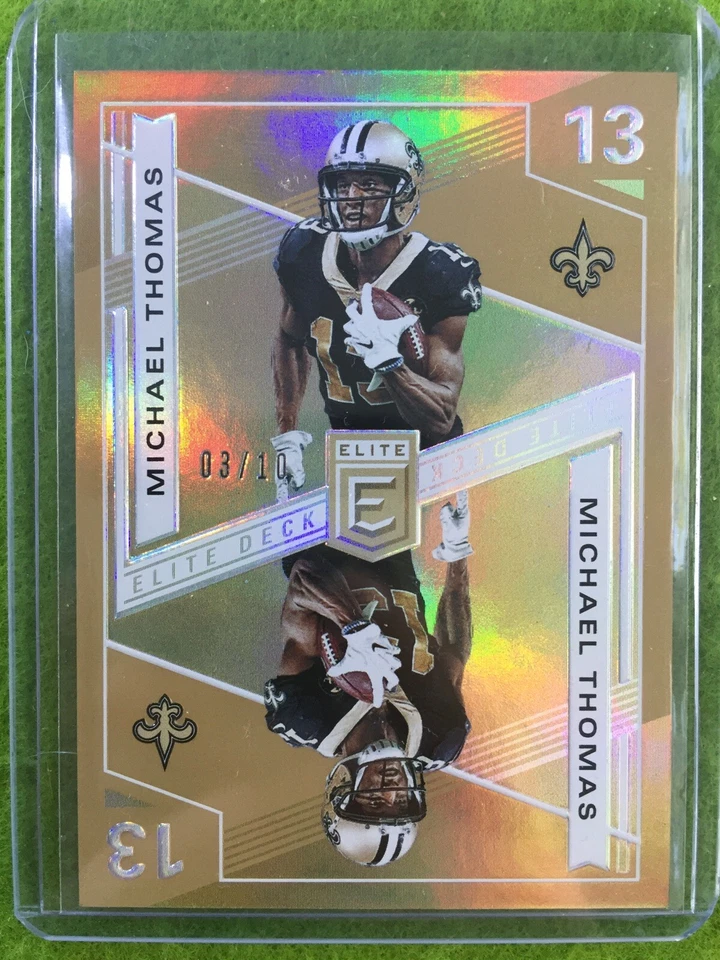 MICHAEL THOMAS JERSEY #13 SAINTS GOLD PRIZM #/10 SP REFRACTOR 2019 Elite Deck SP - Image 3 of 4