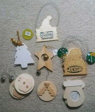 NEW Christmas Plain Wood Ornaments for Painting / Crafts - Set of 12