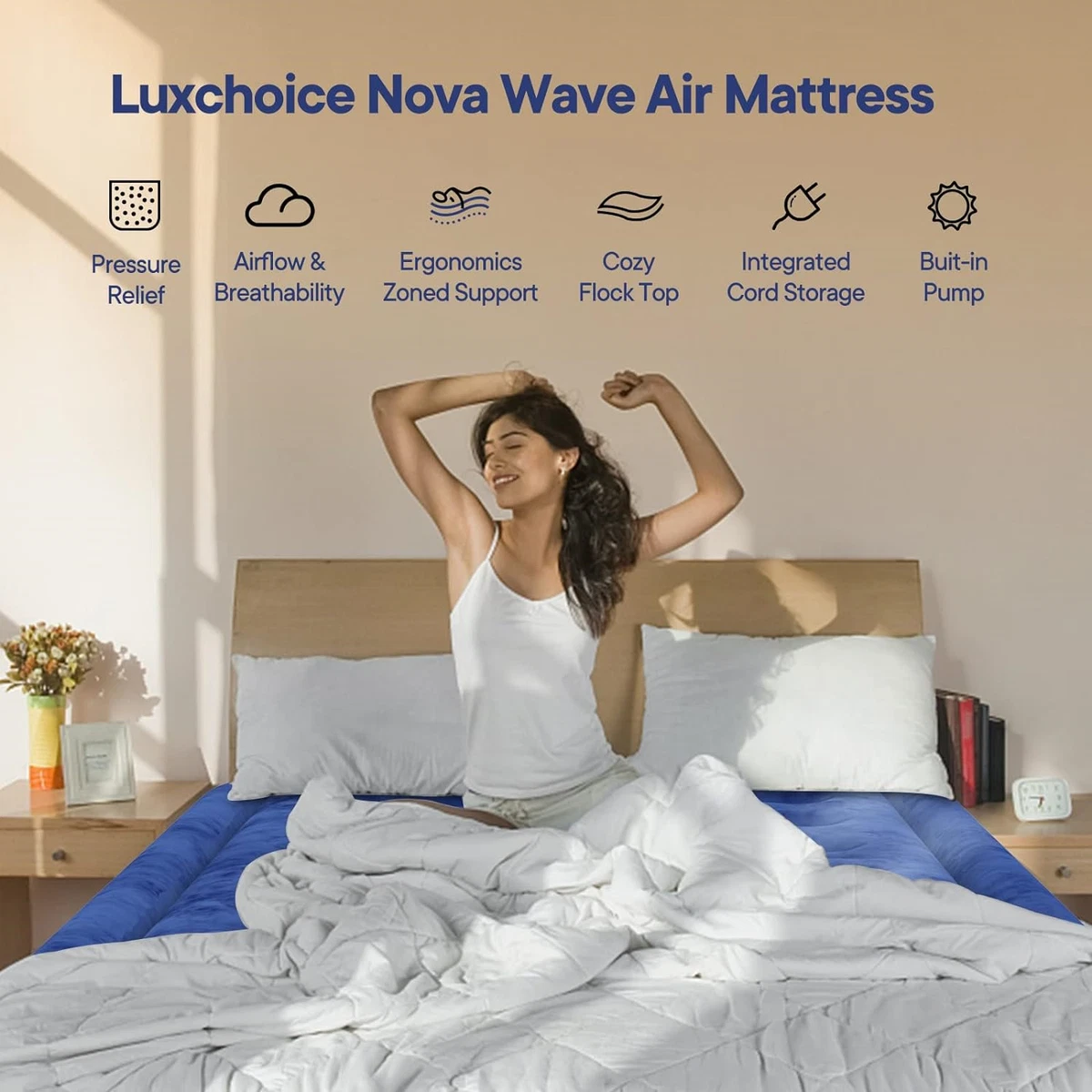 King size airbed top with built in pump