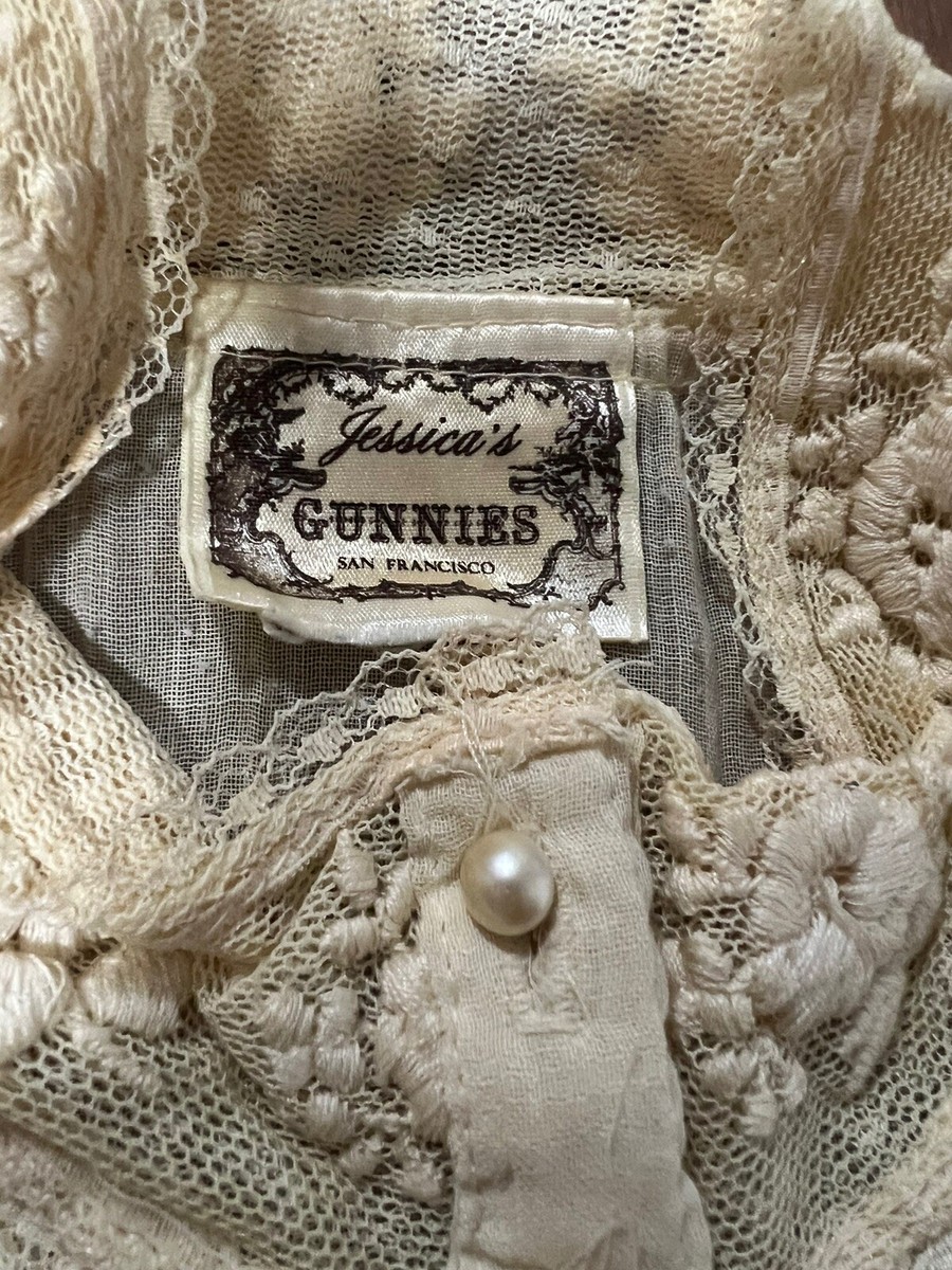 Vtg 70's Jessica's GUNNIES San Francisco Victorian Flower Pearl