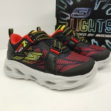 Skechers S Lights Vortex Flash Denlo Sneaker Boy Toddler Size 6 Zstrap Red Black
