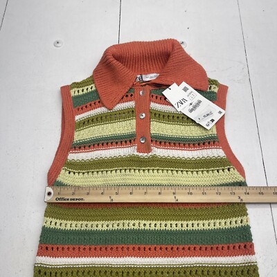 Zara Green Multicolor Stripe Knit Dress Women's Size Small New Defect | eBay