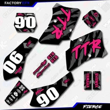 Black & Pink Fierce Racing Graphics Kit fits 00-08 YAMAHA TTR90 TTR 90 decals
