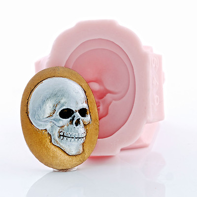 Silicone Mold Skull Cameo - Jewelry Resin Polymer Clay Epoxy - Food Safe (549)