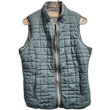 Sherpa Lining Outdoor Vest Sz L Womens Teal Green Pockets Peasant Western Boho