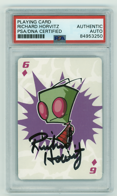 PSA Signed Richard Horvitz Invader Zim 6 of Diamonds Playing Card