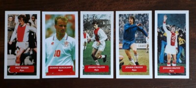 Kompletter Satz 5 AJAX Score UK Fußball Sammelkarten CRUYFF BERGKAMP KEIZER
