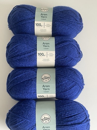 Kobaltblau So Crafty Arangarn 4 x 100g Knäuel 400g Strickwolle 25% Wolle NEU