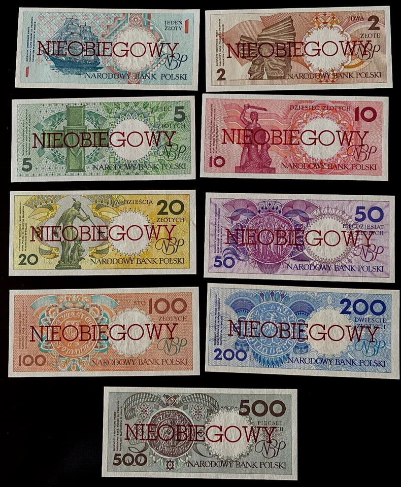 Poland 1 2 5 10 20 50 100 200 500 ZLOTYCH 1990 P-164-172 1993 UNC 9 SPECIMEN Set - Image 4 of 4