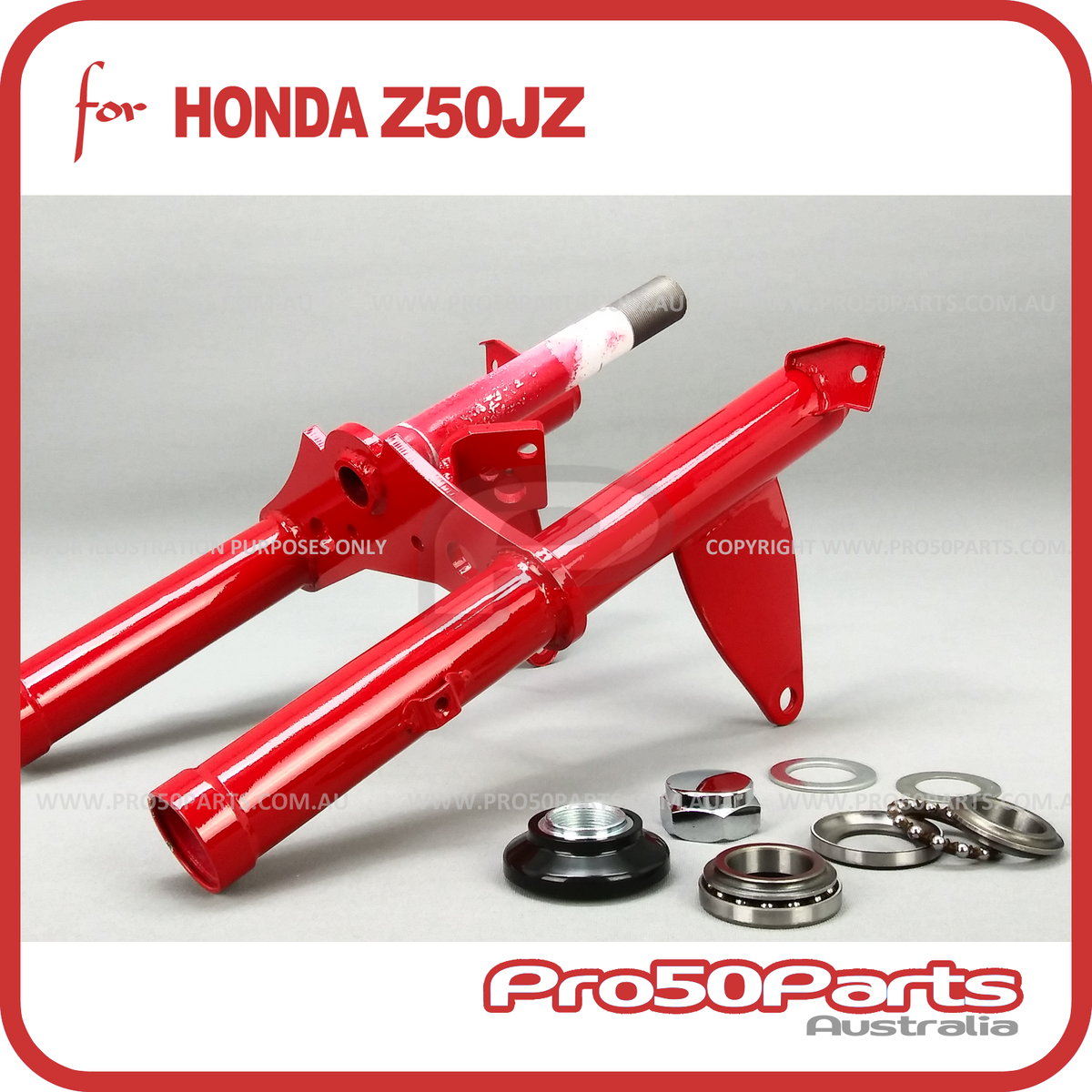 1832 ごりごり Front Fork Steering Column Red colour Triple Tree for Honda Monkey