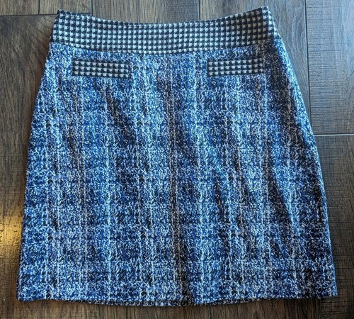 Cabi Damen Twill Minirock schwarz & blau Print mit Hahnentritt Akzent Größe 6