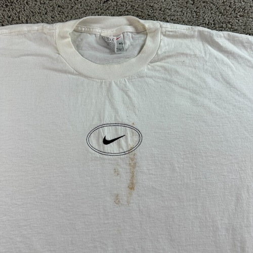 VINTAGE 90s Nike Shirt Mens Extra Large White Black Embroidered Swoosh White Tag - Picture 3 of 14