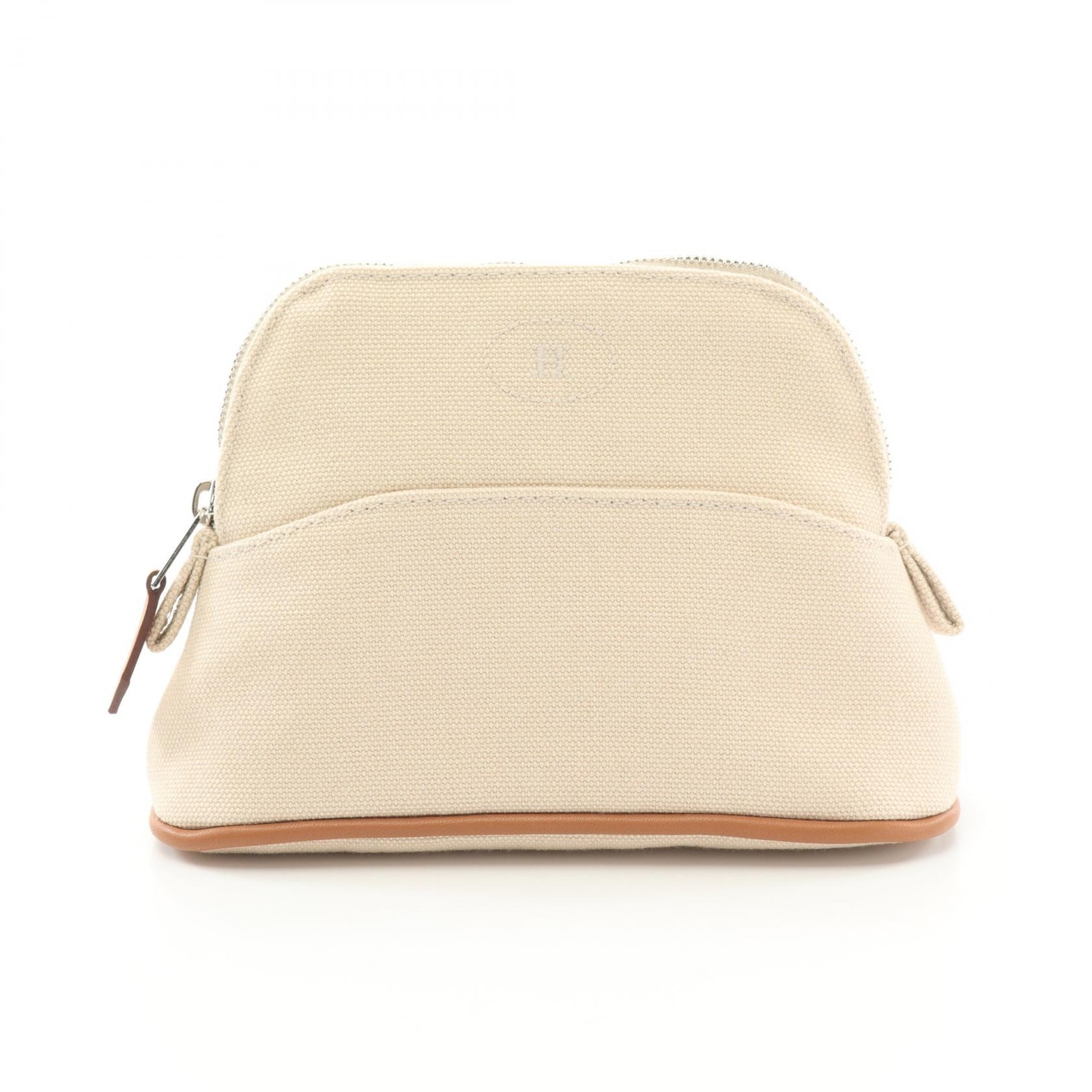 HERMES Bolide minimini pouch in canvas and leather Beige Brown SHW preowned