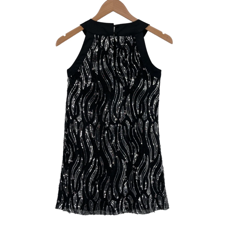 Nicole Miller New York Sparkle Sequin Tank Dress Girls Size 12 Black Sleeveless - Image 2 of 4