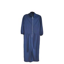 £10 SALE NEW Sweet Blue Navy Blue Midi Dress: M Zip Front Drawstring Waist