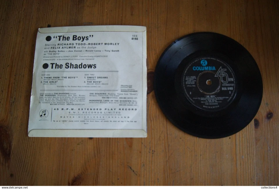 THE SHADOWS DU FILM THE BOYS RARE EP ANGLAIS ROCK N ROLL 1962 VALEUR+ - Photo 2/2