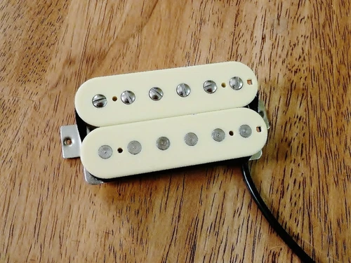 NECK HUMBUCKER PICKUP VINTAGE WHITE ALNICO 8 NICKEL SILVER BASEPLATE 4 WIRES