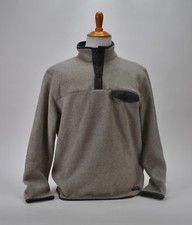 G.H. Bass  Co. Men's Large Partial Snap Placket Fleece Pullover Sweater Gray