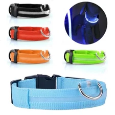 Adjustable LED Dog Collar Blinking Flashing Light Up Glow Pets Safety Waterproof
