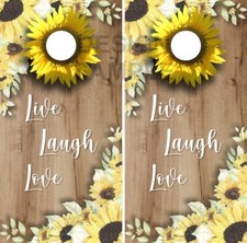 Live Laugh Love Sunflower Cornhole Wrap Bag Toss Skin Decal Sticker