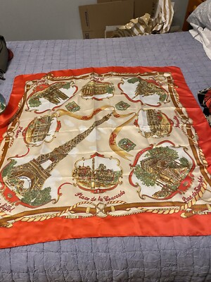 Paris Souvenir De Paris Scarf Made in Italy 30'' By 30''. By Roger L. Vintage