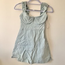 ASTR The Label Underwire Casey Mini Dress Linen Blue Womens Size Small Summer