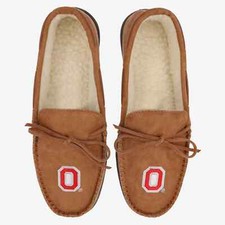 Ohio State Buckeyes Embroidered Size L Leather House Slippers