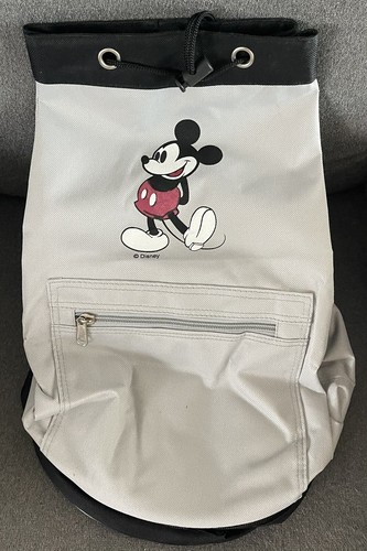 NEW Mickey Mouse Drawstring TOTE Bag gray with black Zippered COOLER - 第 1/5 張圖片