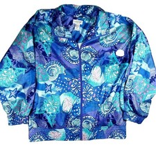 LAVON Vintage 90's Seashell Colorful Windbreaker Jacket Women's Size LARGE