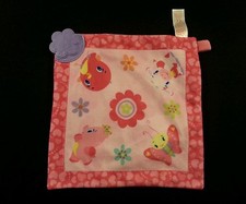 Bright Stars Pink Purple Teether Security Blanket Flowers Butterfly Pig Bird Cow