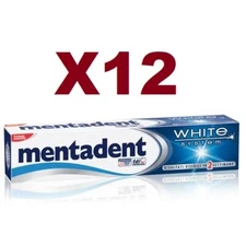 12 PCS MENTADENT WHITE SYSTEM 75ML TOOTHPASTE